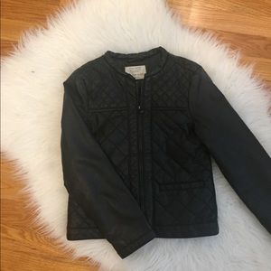 ZARA Girls faux black leather jacket